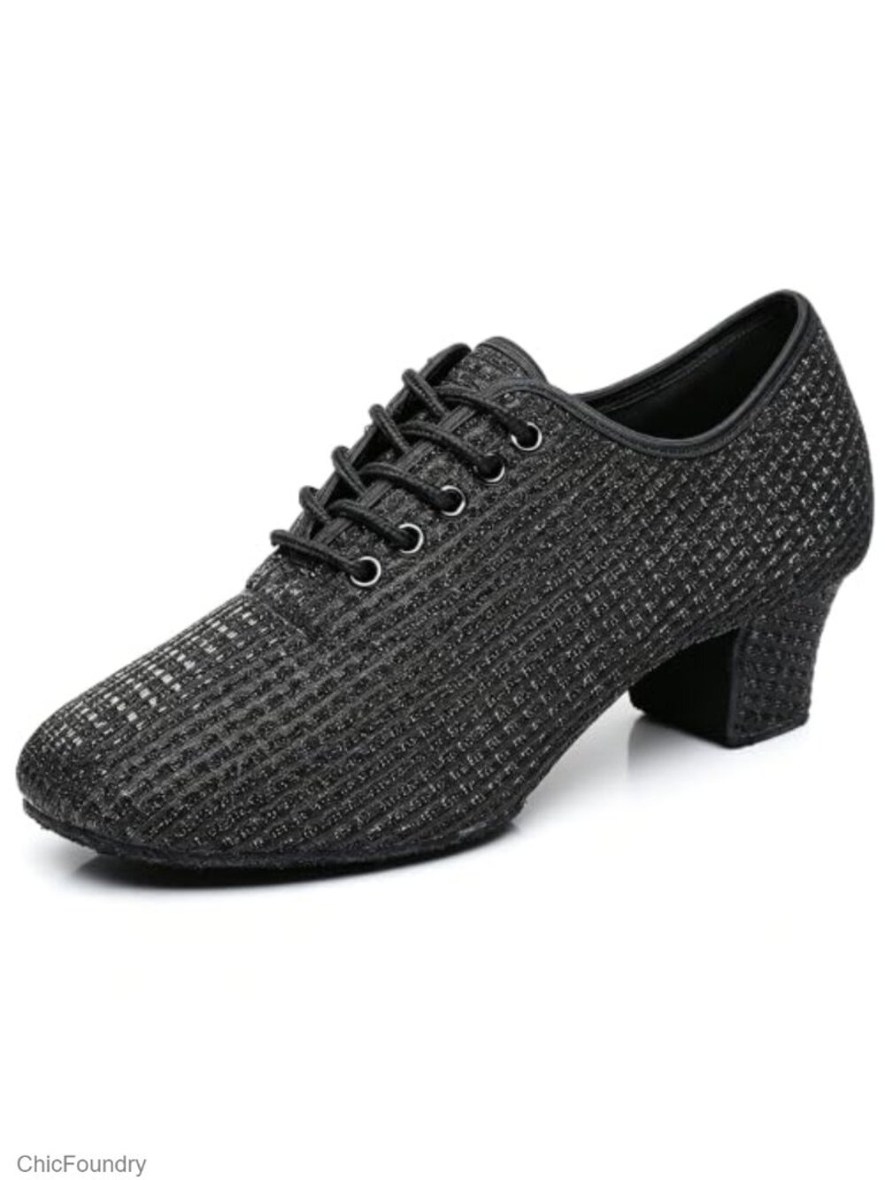 Women's Latin Ballroom Salsa Tango Glitter Oxford Dance Shoes 2 inch Heel Suede
